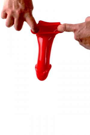 Gaine de pénis semi-réaliste rouge 19x4,5 cm - Zizi – Image 4