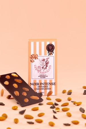 Chocolat noir amandes caramélisées - Tablette 100g - Les canailles – Image 2