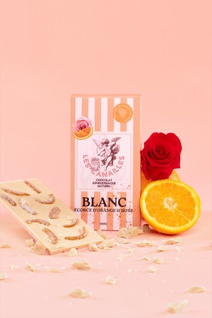 Chocolat blanc écorce d'orange et rose - Tablette 100g - Les canailles – Image 2