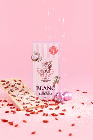Chocolat blanc coco et baie de goji - Tablette 100g - Les canailles – Image 2