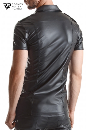 Chemise manches courtes wetlook noire Luca - Regnes – Image 4