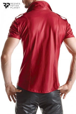 Chemise manches courtes wetlook rouge Carlo - Regnes – Image 4