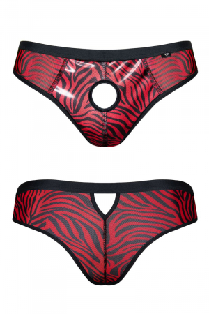 Slip type brésilien ouvert zébré rouge et noir - Regnes – Image 3