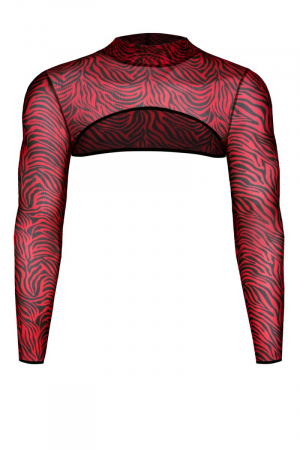 Crop top tulle zébré rouge et noir - Regnes – Image 3