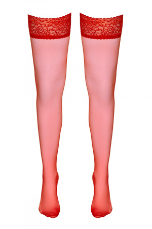 Bas autofixants rouge - Cotelli Legwear – Image 3