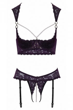 Ensemble lingerie ouverte violet - Cotelli Lingerie – Image 3