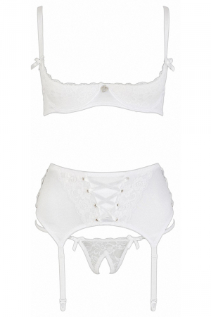 Ensemble lingerie 3 pièces ouvert blanc - Cottelli Lingerie – Image 3