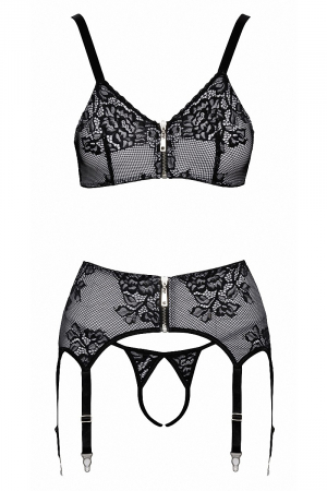 Ensemble coquin ouvert 3 pièces gris - Cottelli Lingerie – Image 3