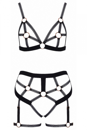 Set lingerie BDSM harnais noir - Cotelli Lingerie – Image 3