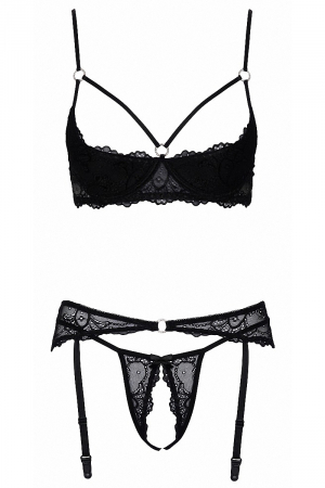 Ensemble lingerie ouverte noir - Cotelli Lingerie – Image 3