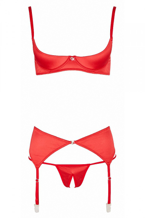 Ensemble lingerie 3 pièces ouvert rouge - Cottelli Lingerie – Image 3