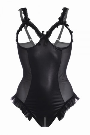 Body wetlook ouvert noir Mistique - Christine – Image 3