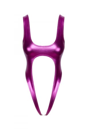 Body rose métallisé ouvert à l'entrejambe - Cotelli Lingerie – Image 3