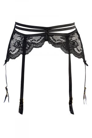 Porte-jarretelles tulle et dentelle noir V-10712 - Axami – Image 3