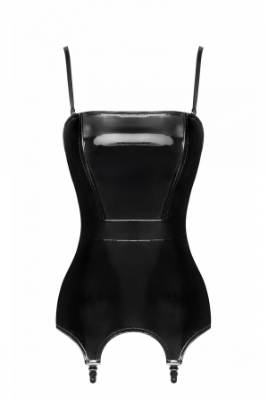 Corset porte-jarretelle vinyle Dominae F381 - Noir Handmade – Image 3