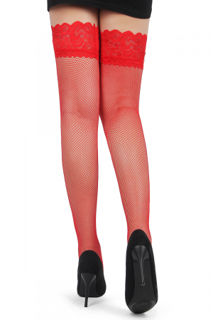 Bas résille jarretière dentelle Rouge - Ohyeah – Image 3