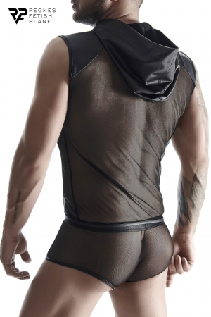 T-shirt à capuche wetlook et mesh - Regnes – Image 3