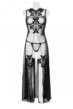 Set déshabillé tulle et dentelle 2 pièces - Grey Velvet – Image 3