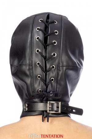 Cagoule BDSM simili cuir avec baillon amovible - Fetish Tentation – Image 3