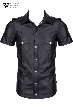 Chemise manches courtes wetlook noire Luca - Regnes – Image 3