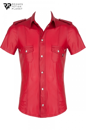 Chemise manches courtes wetlook rouge Carlo - Regnes – Image 3