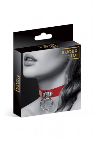 Collier Fetish rouge avec anneau - Bijoux Pour Toi – Image 3