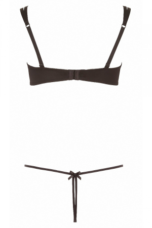 Ensemble dentelle string ouvert et seins nus noir - Cottelli Lingerie – Image 4