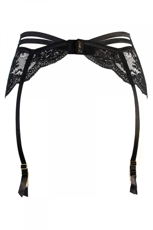 Porte-jarretelles tulle et dentelle noir V-10712 - Axami – Image 4