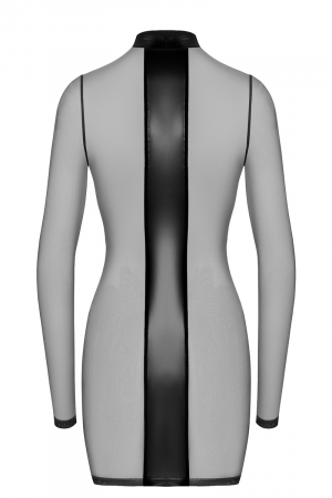 Mini robe tulle et wetlook Crossfire F369 - Noir Handmade – Image 4