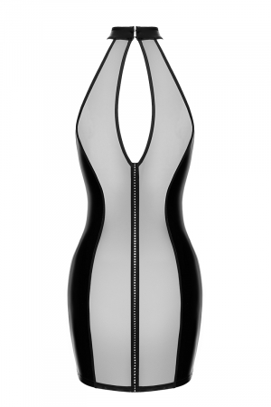 Mini robe tulle et wetlook Luxuria F370 - Noir Handmade – Image 4