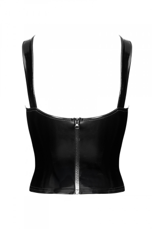 Corset en vinyle Dominae F379 - Noir Handmade – Image 4