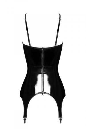 Corset porte-jarretelle vinyle Dominae F381 - Noir Handmade – Image 4