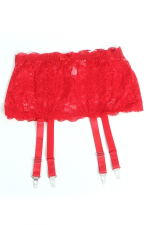 Porte-jarretelles dentelle large Rouge - Litolu Lingerie – Image 4