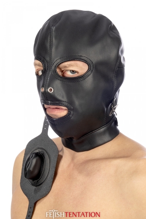 Cagoule BDSM simili cuir avec baillon amovible - Fetish Tentation – Image 4