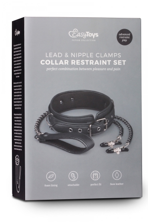 Collier cuir avec chaînes de seins - Easytoys Fetish Collection – Image 4