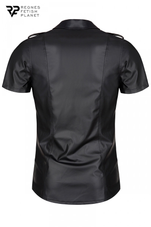 Chemise manches courtes wetlook noire Luca - Regnes – Image 2