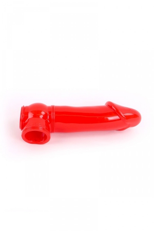 Gaine de pénis semi-réaliste rouge 19x4,5 cm - Zizi – Image 2