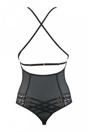 Body string tulle et dentelle noir V-10100 - Axami – Image 2