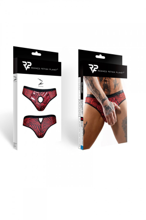 Slip type brésilien ouvert zébré rouge et noir - Regnes – Image 2