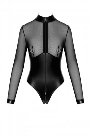 Body Edge zippé avec anneaux F321 wetlook et tulle – Image 4