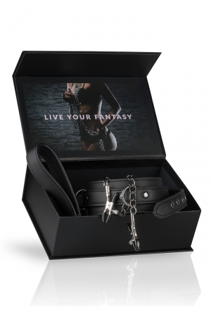 Collier cuir avec chaînes de seins - Easytoys Fetish Collection – Image 2
