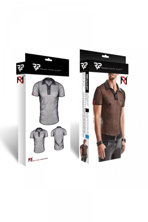 Polo en maille noire transparente - Regnes – Image 2