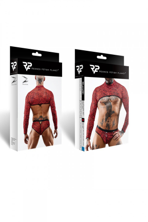 Crop top tulle zébré rouge et noir - Regnes – Image 2