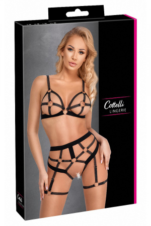 Set lingerie BDSM harnais noir - Cotelli Lingerie – Image 2