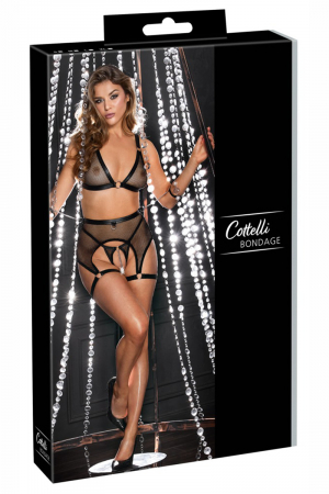 Ensemble Fetish noir en dentelle - Cotelli Bondage – Image 2