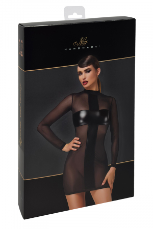 Mini robe tulle et wetlook Crossfire F369 - Noir Handmade – Image 2
