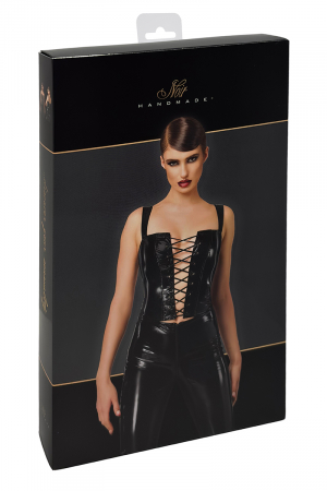 Corset en vinyle Dominae F379 - Noir Handmade – Image 2