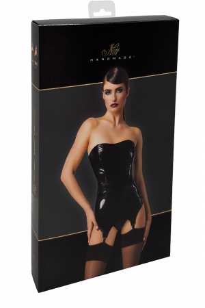 Corset porte-jarretelle vinyle Dominae F381 - Noir Handmade – Image 2