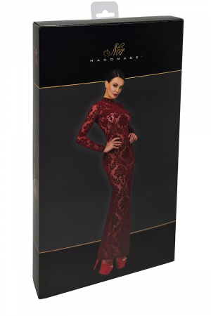 Robe fendue en tulle floqué Kink Royal F383 - Noir Handmade – Image 2