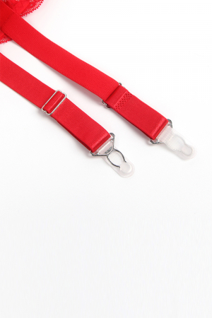 Porte-jarretelles dentelle large Rouge - Litolu Lingerie – Image 2